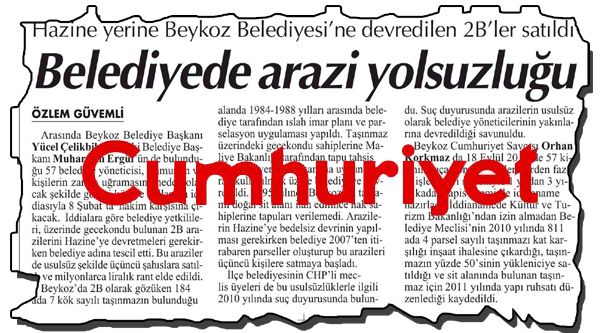 Cumhuriyet Gazetesi Beykoz gerçeğini saptırıyor