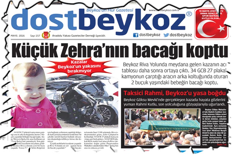 Beykoz’da 2016 yılında 325 trafik kazası oldu