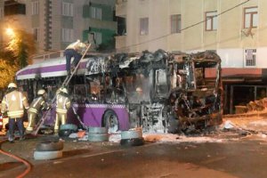 Beykoz Kavacık'ta halk otobüsü yangını