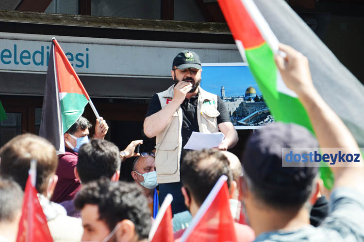 Beykoz'dan Filistin'e destek İsrail'e lanet