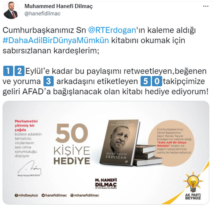 Hanefi Dilmaç, Erdoğan'ın kitabını hediye edecek