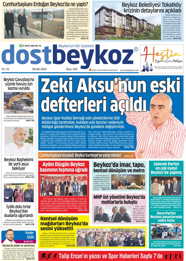 Dost Beykoz Gazetesi Ocak 2022... 222. Sayı
