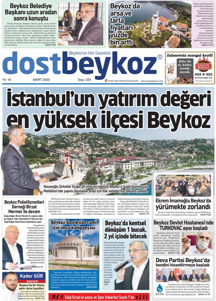 Dost Beykoz Gazetesi Mart 2022... 224. Sayı 
