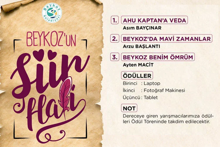 Beykoz Belediyesi'nin pandemi döneminde başlattığı Beykoz'un Şiir Hali yarışmasının sonuçları