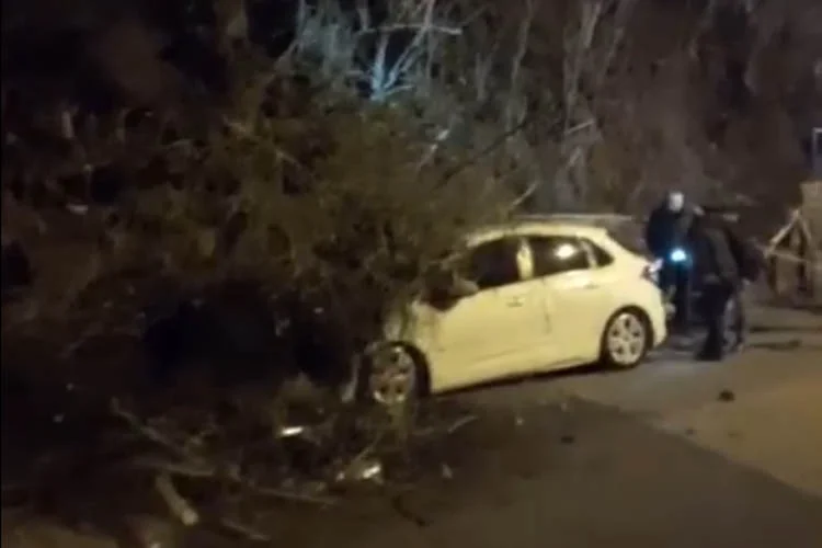 Beykoz Çiğdem Mahallesi'nde meydana gelen toprak kayması nedeniyle park halindeki