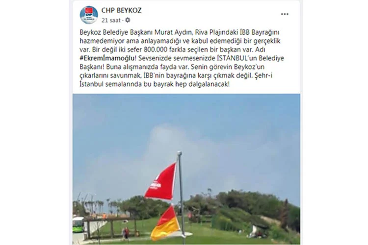 CHP Beykoz İlçe Başkanlığı, sosyal medya üzerinden Riva'da İBB ve