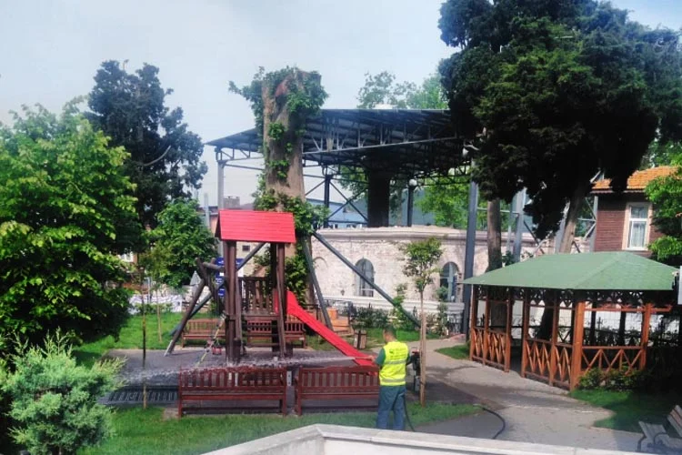 Beykoz’da 2 yıl önce devrilerek, caminin üzerine düşen 600 yıllık