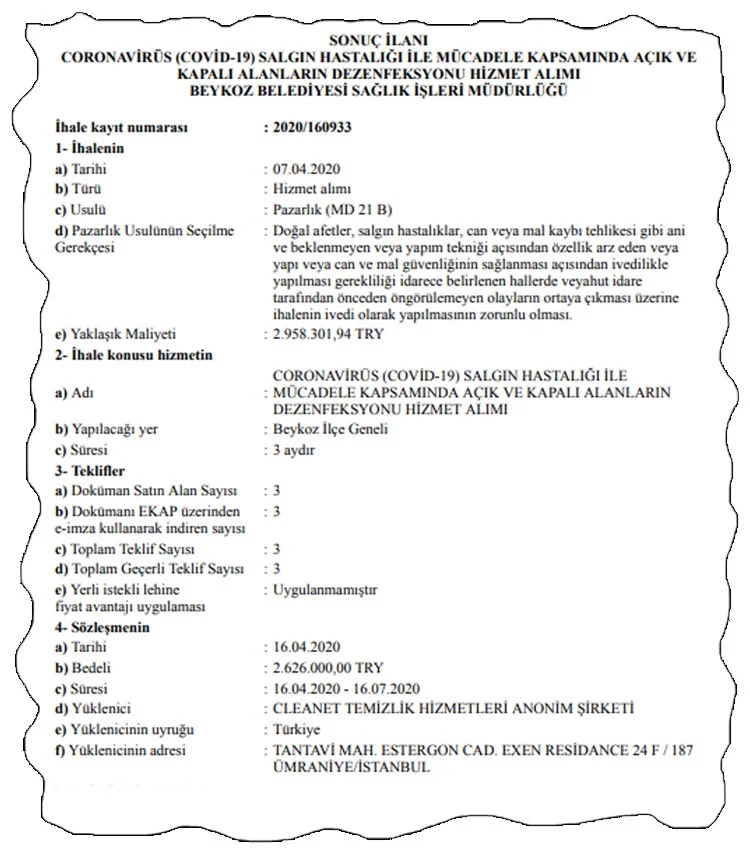 Beykoz'da dezenfektan maliyeti ne kadar oldu? 5 dezen 8 GOaTXBsCCS