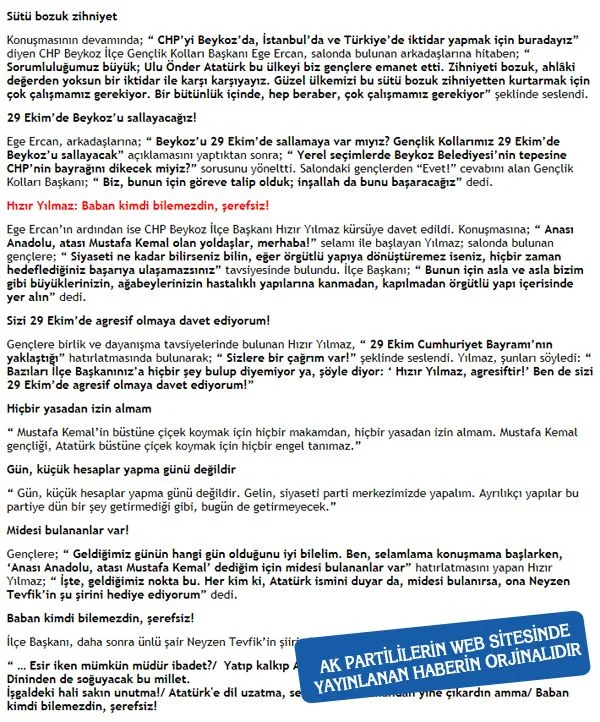 Yayınlandığı web sitesinde kimsenin umurunda olmayan CHP Gençlik Kolları Başkanı