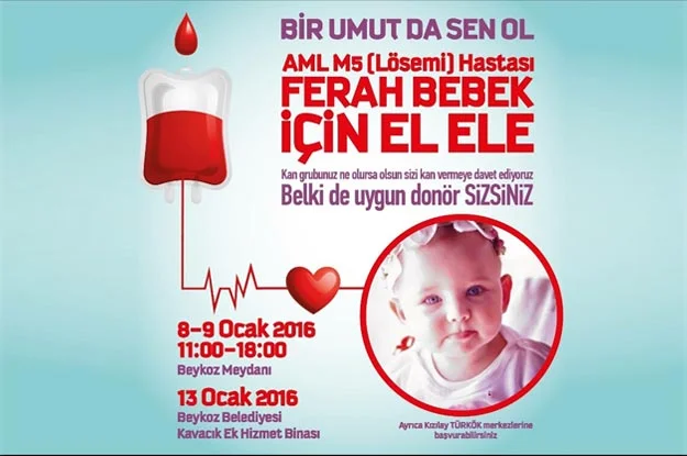 Lösemili Ferah Bebek için Beykoz ayağa kalktı, uygun ilik için