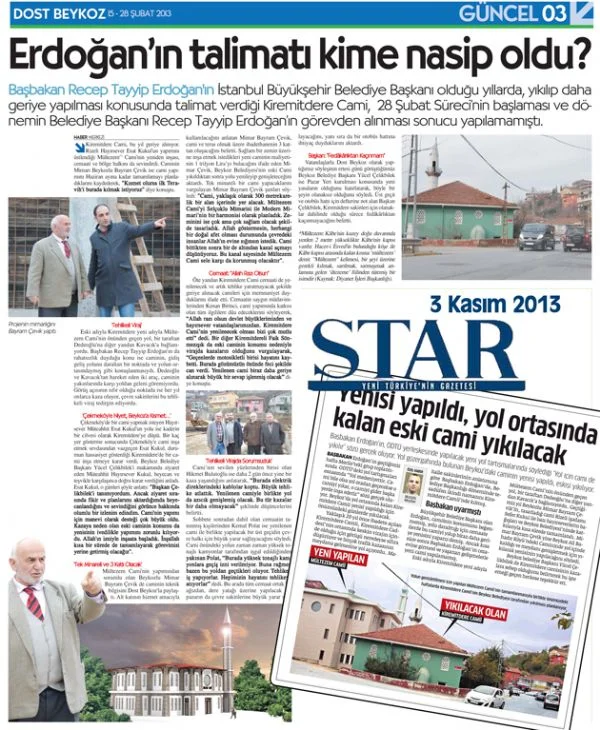 15 Şubat 2013 tarihinde Dost Beykoz’un “Erdoğan’ın talimatı kime nasip