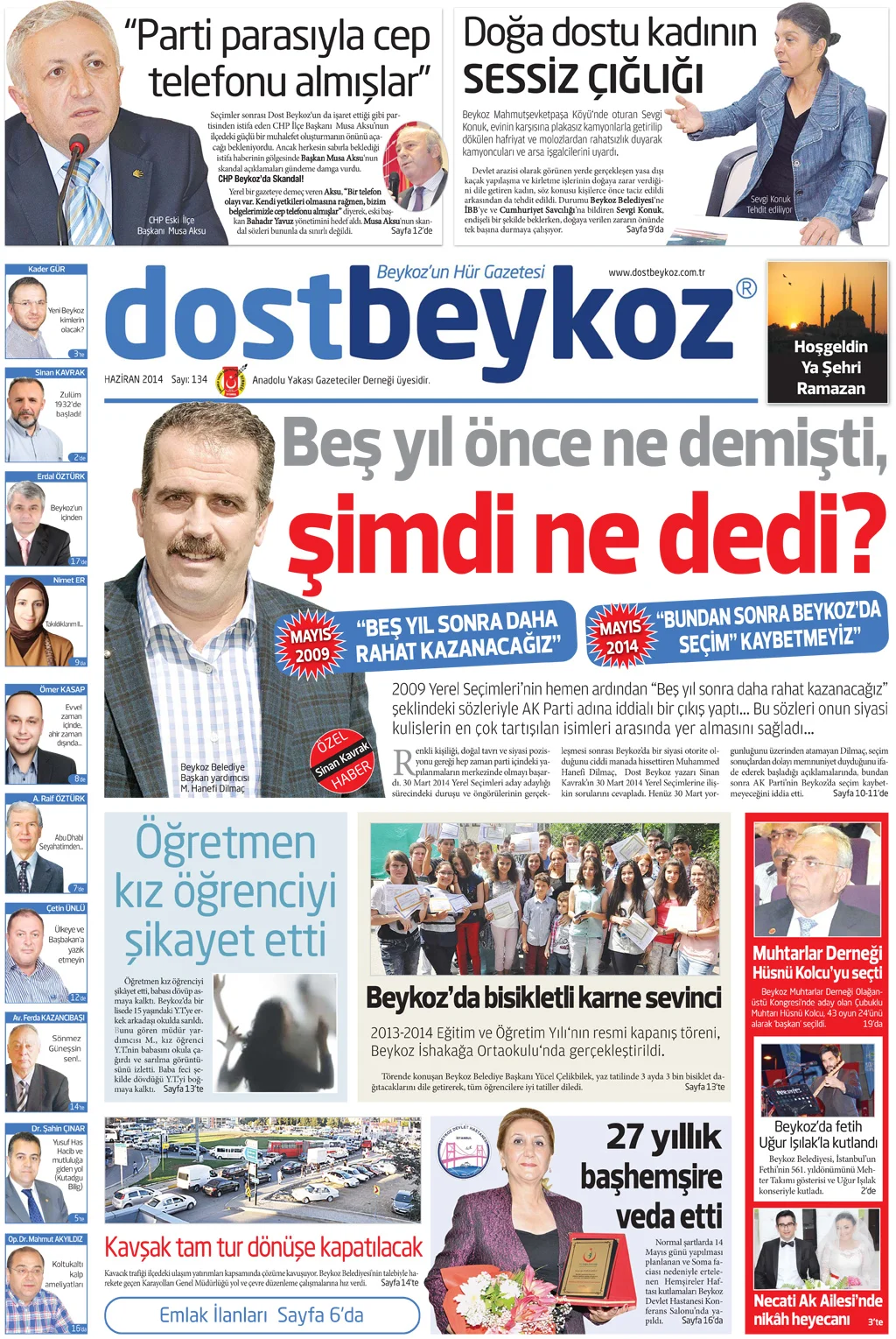 Dost Beykoz, gazete, Beykoz, Beykozhaber,  Haziran 2014 Sayısı, 135.