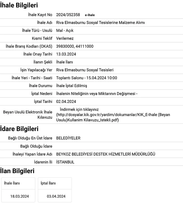 Beykoz Belediyesi seçimden önce 2 ihaleyi iptal etmiş 4 ihale 5 wVZ7J6S 6W