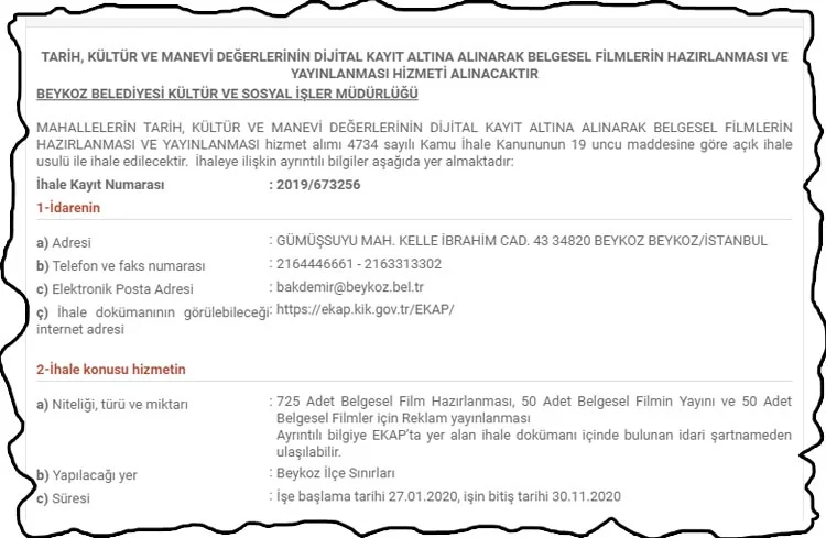 Beykoz Belediyesi, ilçenin değişik mahallelerindeki zenginliklerin ön plana çıkarılacağı 725