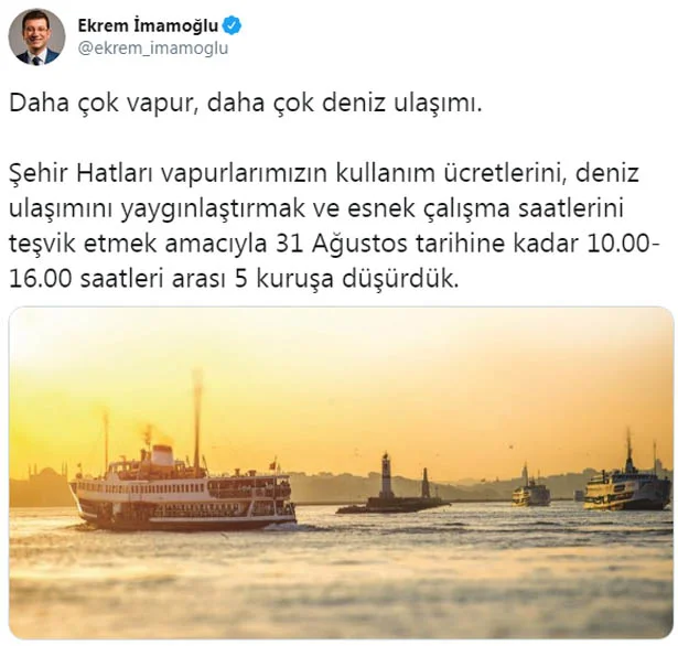 Beykozluların çok sık kullandığı Çubuklu-İstinye Şehir Hatları Vapurlarında fiyat düzenlemesi