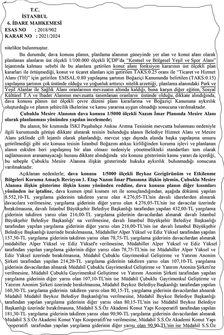 Beykoz’da imar planlarını bu kez vatandaş iptal ettirdi 4 k k3Meetc5 b