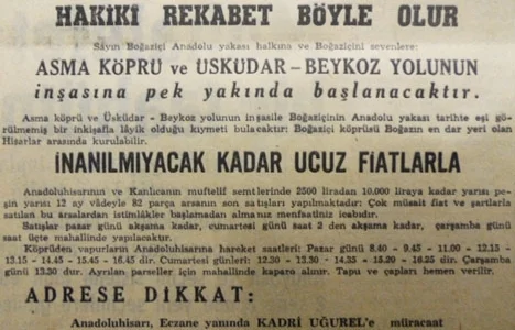 Reşat Altın'ın 131 liraya satıldığı 1957 yılında, Kanlıca ve Anadoluhisarı'nda