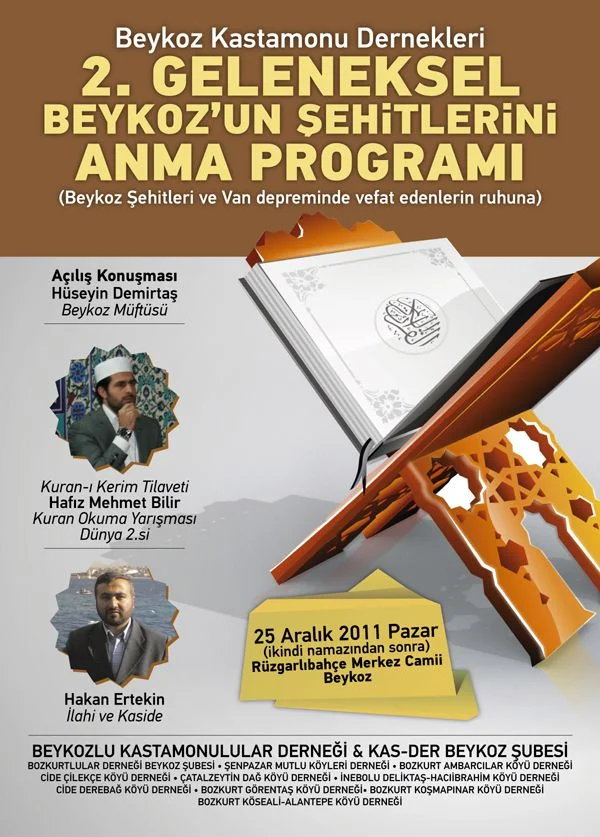 Beykozlu Kastamonulular Derneği ve KAS-DER Beykoz Şubesi’nin, Beykozlu Şehitler için