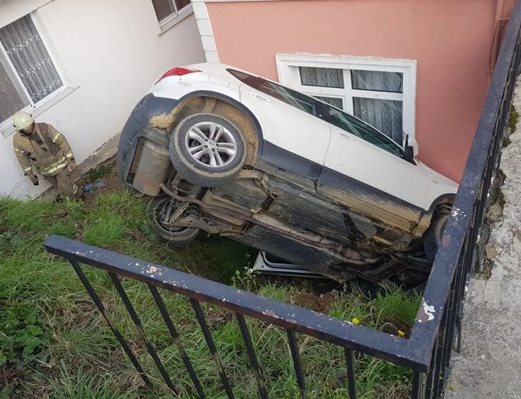Beykoz Çavuşbaşı beldesinde meydana gelen kaza yürekleri ağızlara getirdi. Saat