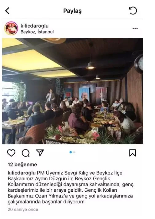 CHP Genel Başkan Yardımcısı Onursal Adıgüzel, Beykoz içerikli paylaşımında sosyal