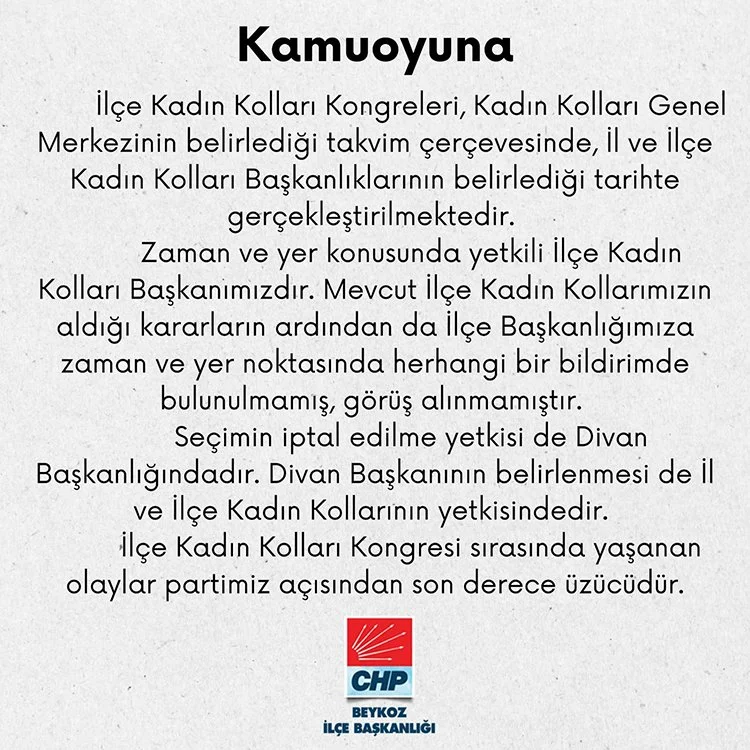 CHP Beykoz İlçe Başkanlığından kongre açıklaması 1 kong Sl0AElZMFj