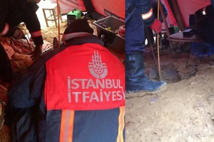 Beykoz Dereseki Mahallesi'nde 70 metrelik çukura düşen yavru köpeği kurtarmak