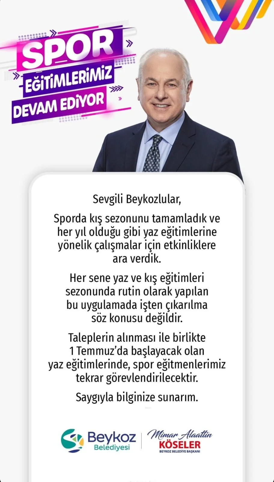 Beykoz Belediye Başkanından spor eğitmenleri açıklaması 1 kosel 9GpKgJJZf2
