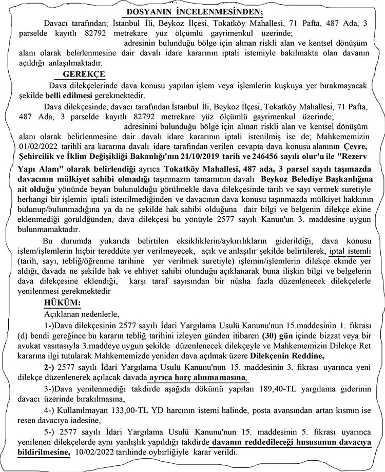 mahkeme karar beykoz k8hK3 DOHi