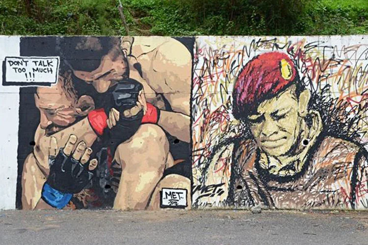 UFC hafif sıklet kemerini koruyan Habib Nurmagomedov'un grafitisini Beykoz'da çizen