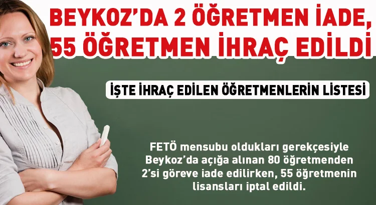 FETÖ mensubu oldukları gerekçesiyle Beykoz’da açığa alınan 80 öğretmenden 2’si