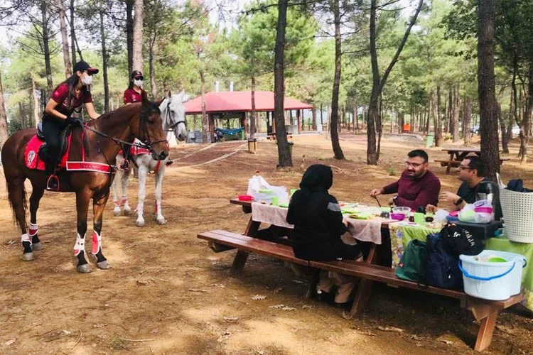 İstanbul Emniyet Müdürlüğüne bağlı Atlı Polis Birliklerinin Beykoz ormanlarındaki atlı