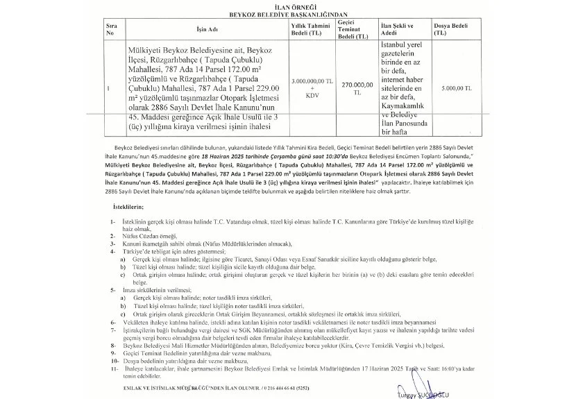 Beykoz Belediyesi'nde kriz büyüyor... Kiralık otopark ihalesi 1 otopark100 ZUI52c2BuB