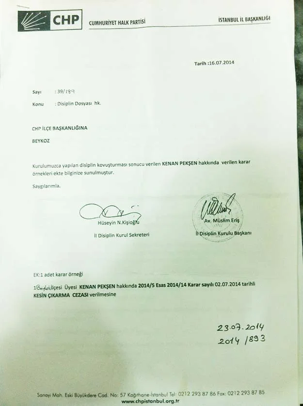 Kenan Pekşen, CHP'den ihraç edildi... Daha önce AK Parti'ye geçen