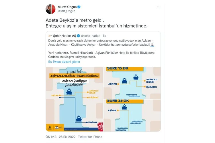 İBB Sözcüsü Murat Ongun, 'Adeta Beykoz'a metro geldi' 2 ringdb6 vv7wuoP4zJ