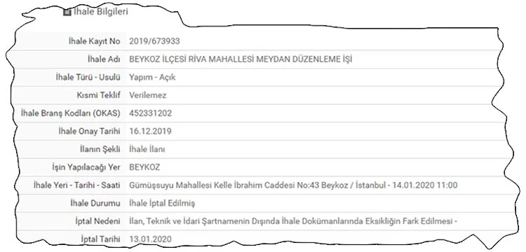 Beykoz’da, Riva Meydan düzenleme ihalesi iptal edildi 1 riva ip DYU wD3CF5