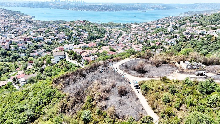 Beykoz Karlıtepe Mevkiindeki orman yangını sonrası ortaya çıkan alkol şişeleri