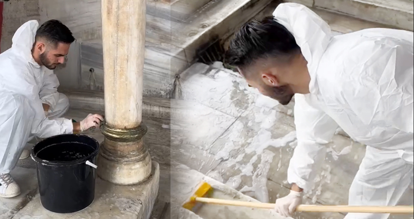 Beykoz’un simgesel yapıları arasında yer alan Tarihi Onçeşmeler bir vatandaş