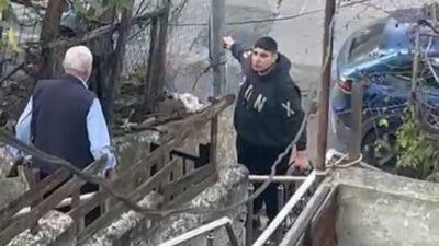 Beykoz Çiğdem Mahallesi'nde baltalı dede ve torunu bölgeye internet akışı