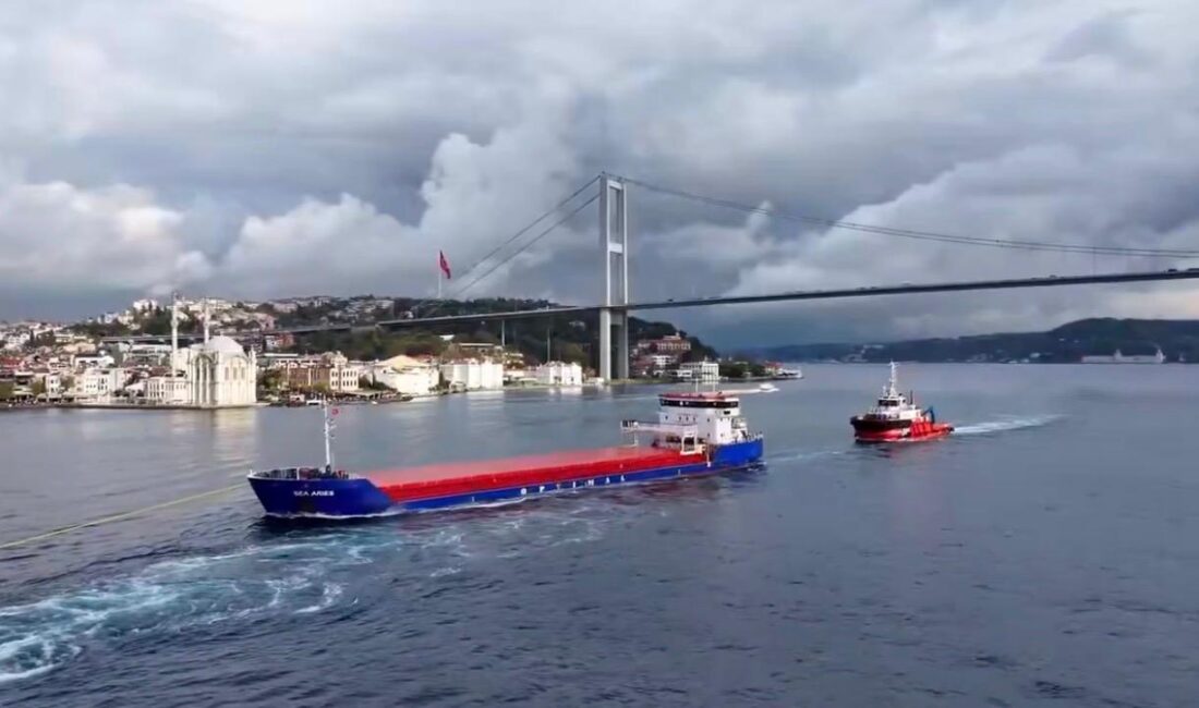 Rusya’dan Bandırma’ya ilerleyen Sea Aries isimli yük gemisinde Beykoz önlerinde