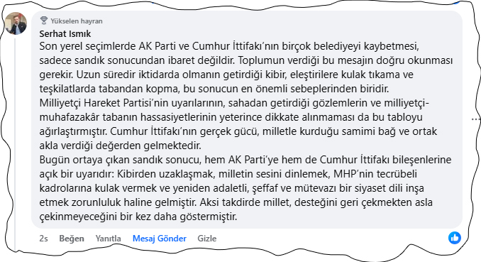 MHP’li isimlerden yorumlar peş peşe geldi 2 serhat ismik