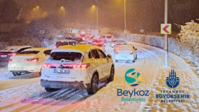 Beykoz’da gece saatlerinden itibaren etkili olan kar yağışı sonrası Belediye’den