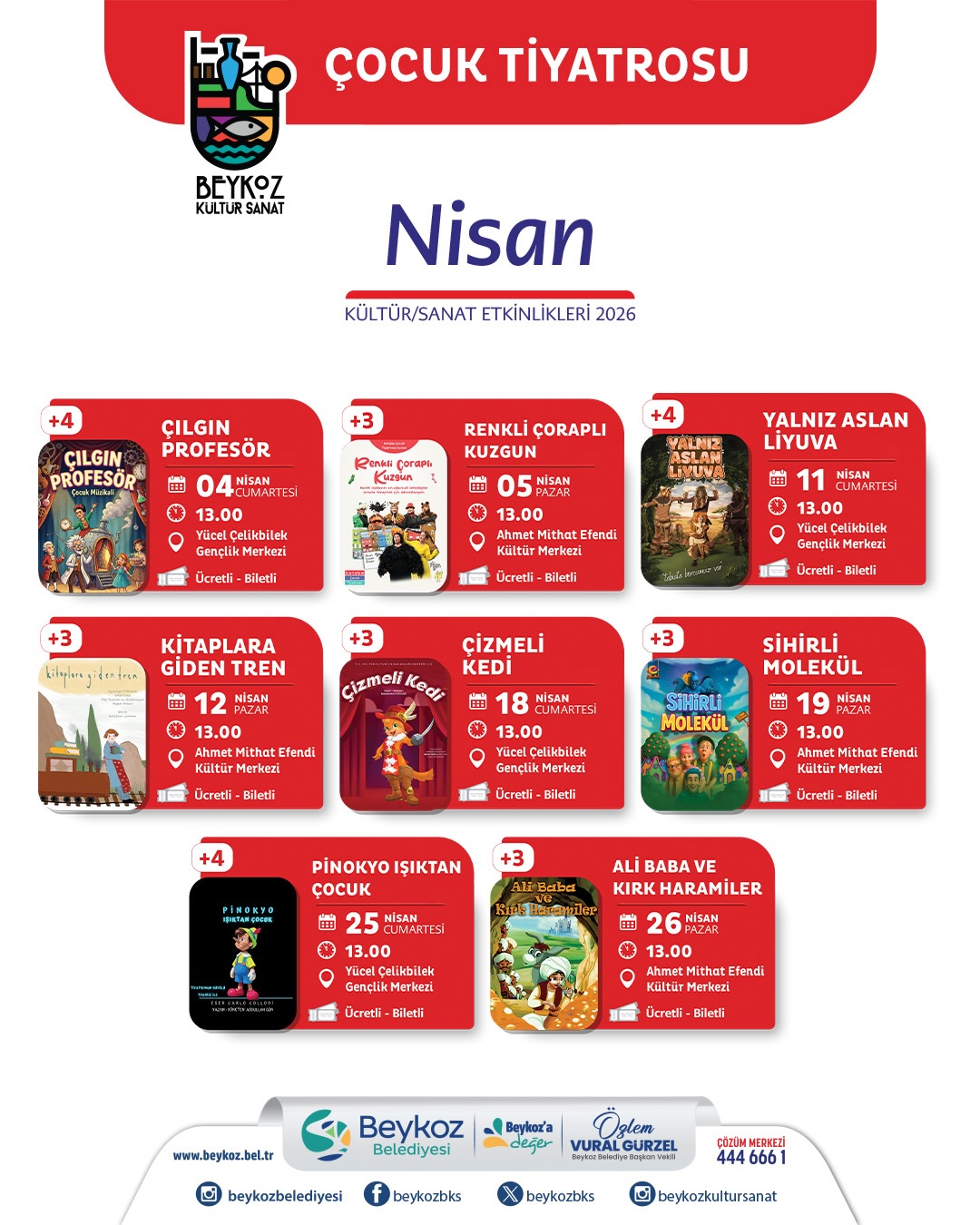 Beykoz Belediyesi Nisan 2026 Kültür Sanat Etkinlikleri takvimi 2 4