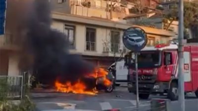 Beykoz Çubuklu Mahallesi ana güzergahı üzerinde bir araç seyir halindeyken