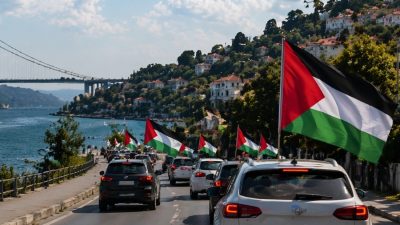 Beykoz’da Filistin'e destek vermek ve yaşananlara dikkat çekmek amacıyla geniş