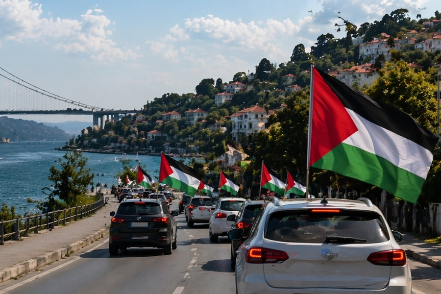 Beykoz’da Filistin'e destek vermek ve yaşananlara dikkat çekmek amacıyla geniş