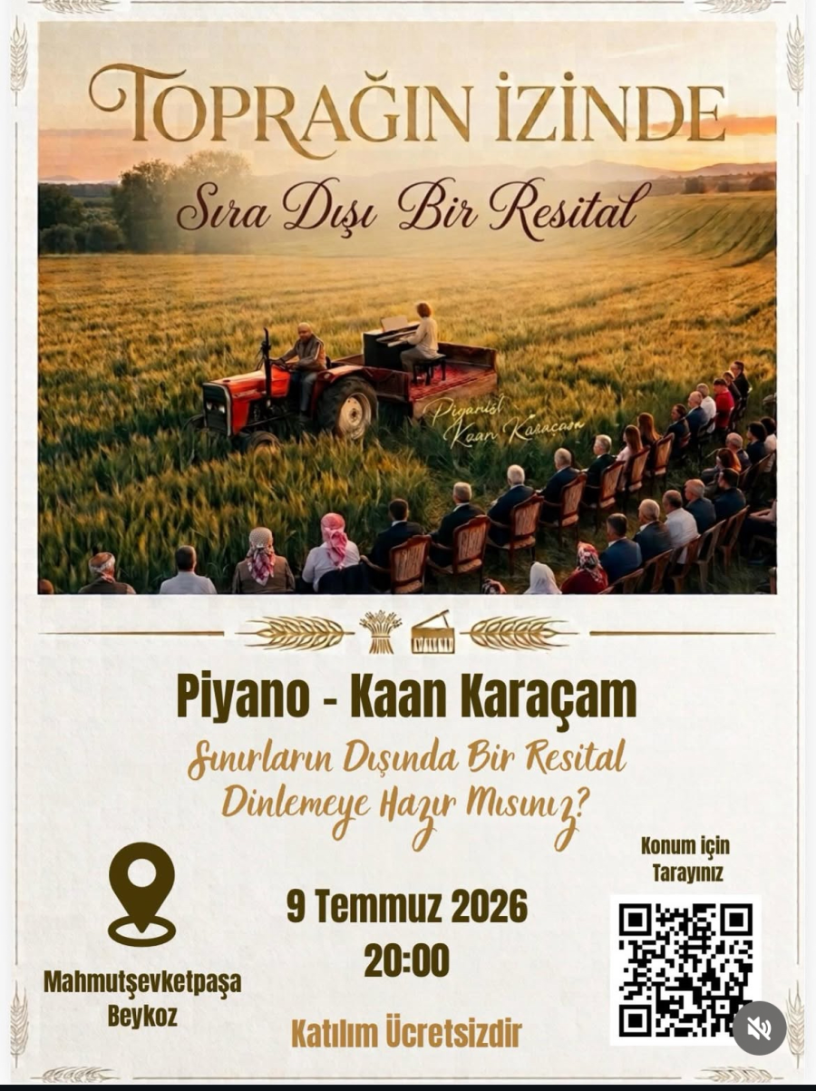 Piyanist Karaçam, Beykoz’da traktörde piyano çalacak 1 piyano 2 e1783418614700