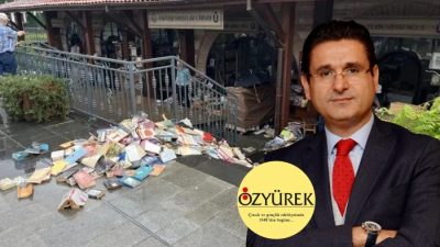 İstanbul’da yaşanan ani su baskınları nedeniyle Üsküdar Sahaf Çarşısı’nda çok
